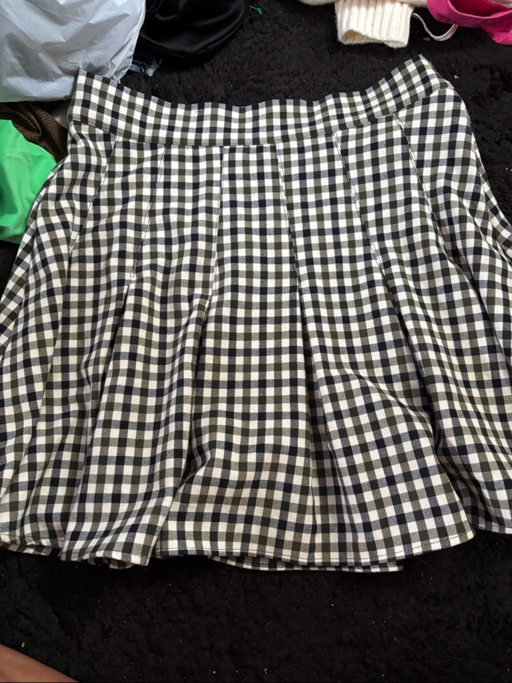 Maeve Black and White Gingham Skater Skirt